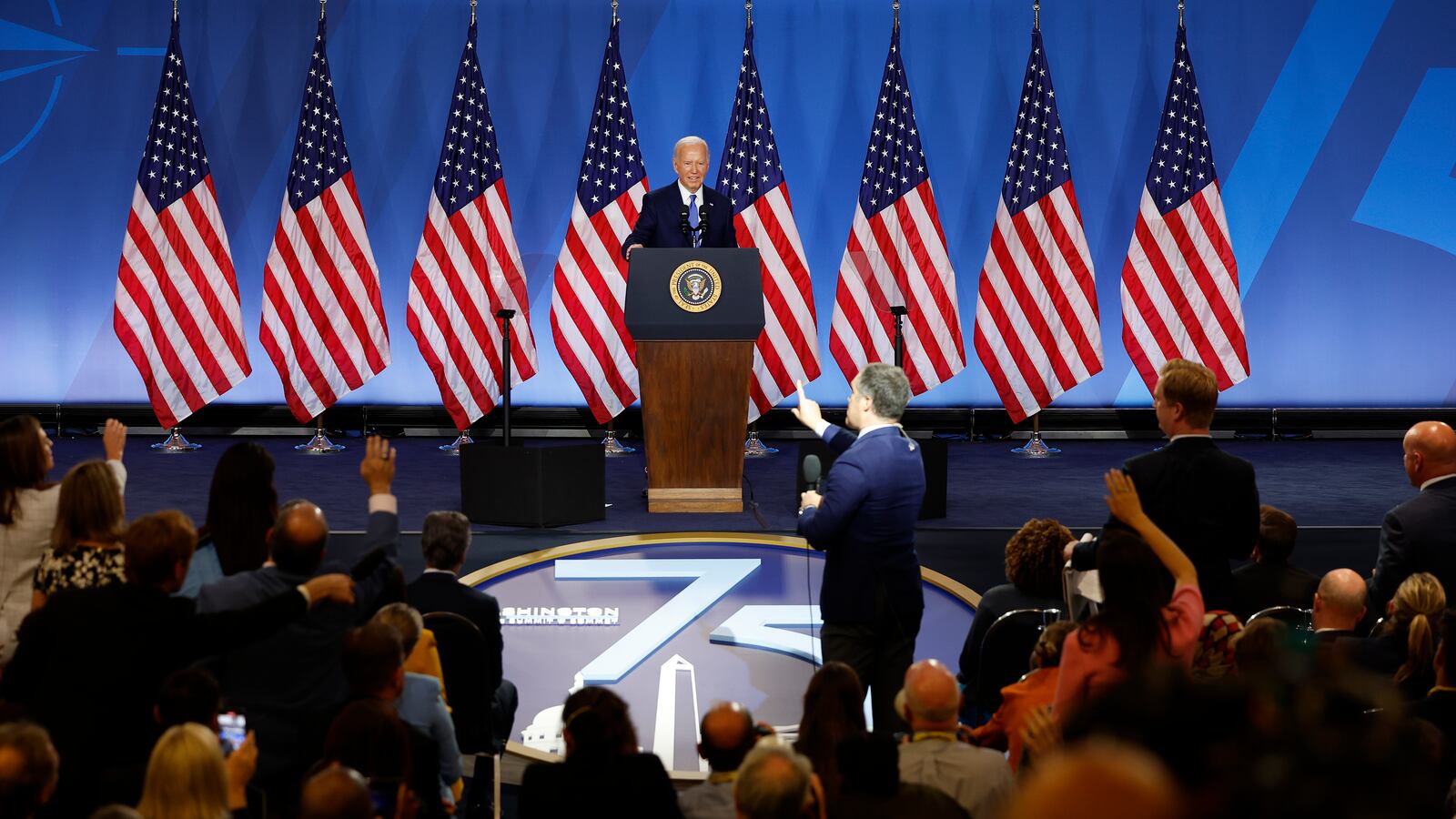 President Joe Biden holds news conference at the 2024 NATO Summit on July 11, 2024 in Washington, DC.