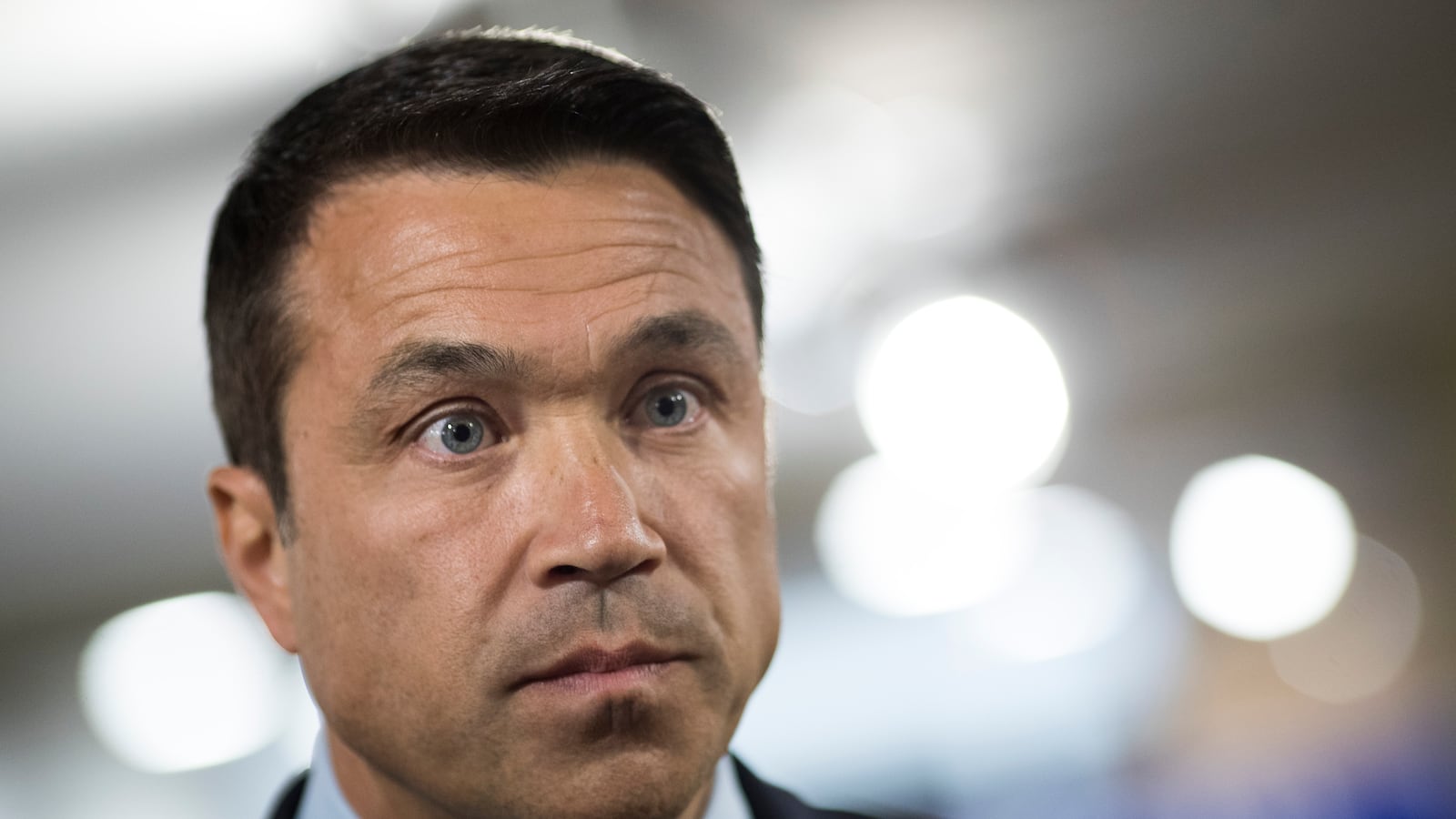 NEW YORK, NY - JUNE 26: Former U.S. Rep. Michael Grimm speaks with reporters at his campaign headquarters, on New York's primary Election Day, June 26, 2018 in the Staten Island borough of New York City. Grimm is running in the Republican Congressional primary for the 11th Congressional District against incumbent U.S. Rep. Dan Donovan (R-NY). (Photo by Drew Angerer/Getty Images)