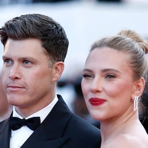 Colin Jost and Scarlett Johansson