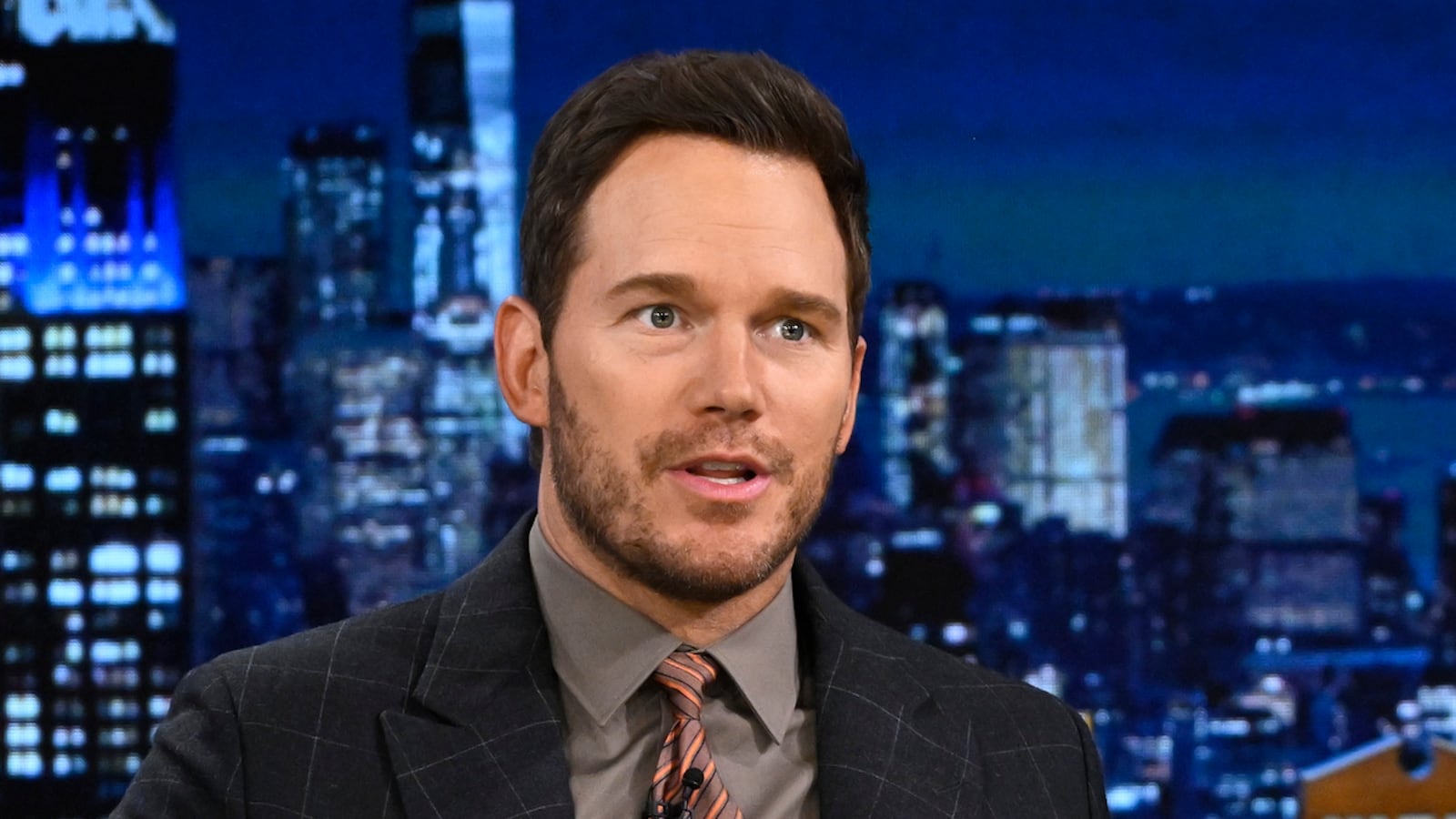 THE TONIGHT SHOW STARRING JIMMY FALLON -- Episode 1980 -- Pictured: (l-r) Actor Chris Pratt during an interview with host Jimmy Fallon on Thursday, May 23, 2024 -- (Photo by: Todd Owyoung/NBC via Getty Images)