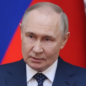 In this pool photograph distributed by the Russian state agency Sputnik, Russia's President Vladimir Putin delivers a speech during a meeting of the Council of Legislators in Saint Petersburg on April 28, 2025. (Photo by Mikhail METZEL / POOL / AFP) (Photo by MIKHAIL METZEL/POOL/AFP via Getty Images)