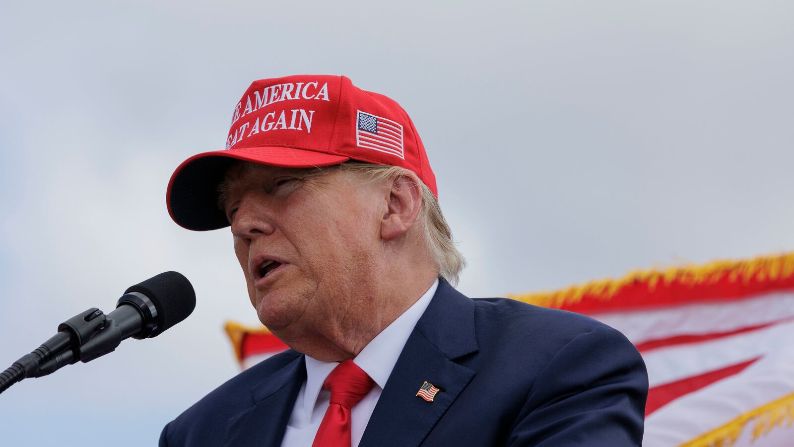Photo of Donald Trump speaking at a MAGA rally in South Texas.