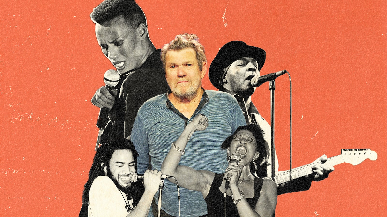 A photo composite of Nona Hendryx, Bad Brains, Grace Jones, and Arthur Lee