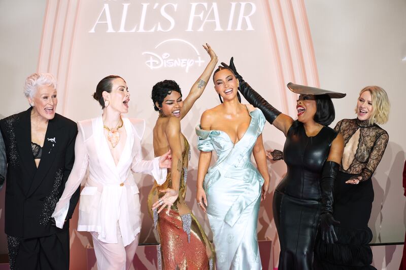 PARIS, FRANCE - OCTOBER 21: Glenn Close, Sarah Paulson, Teyana Taylor, Kim Kardashian, Niecy Nash-Betts, and Naomi Watts attend the "All's Fair" Disney+ Premiere  at Maison de La Chimie on October 21, 2025 in Paris, France.