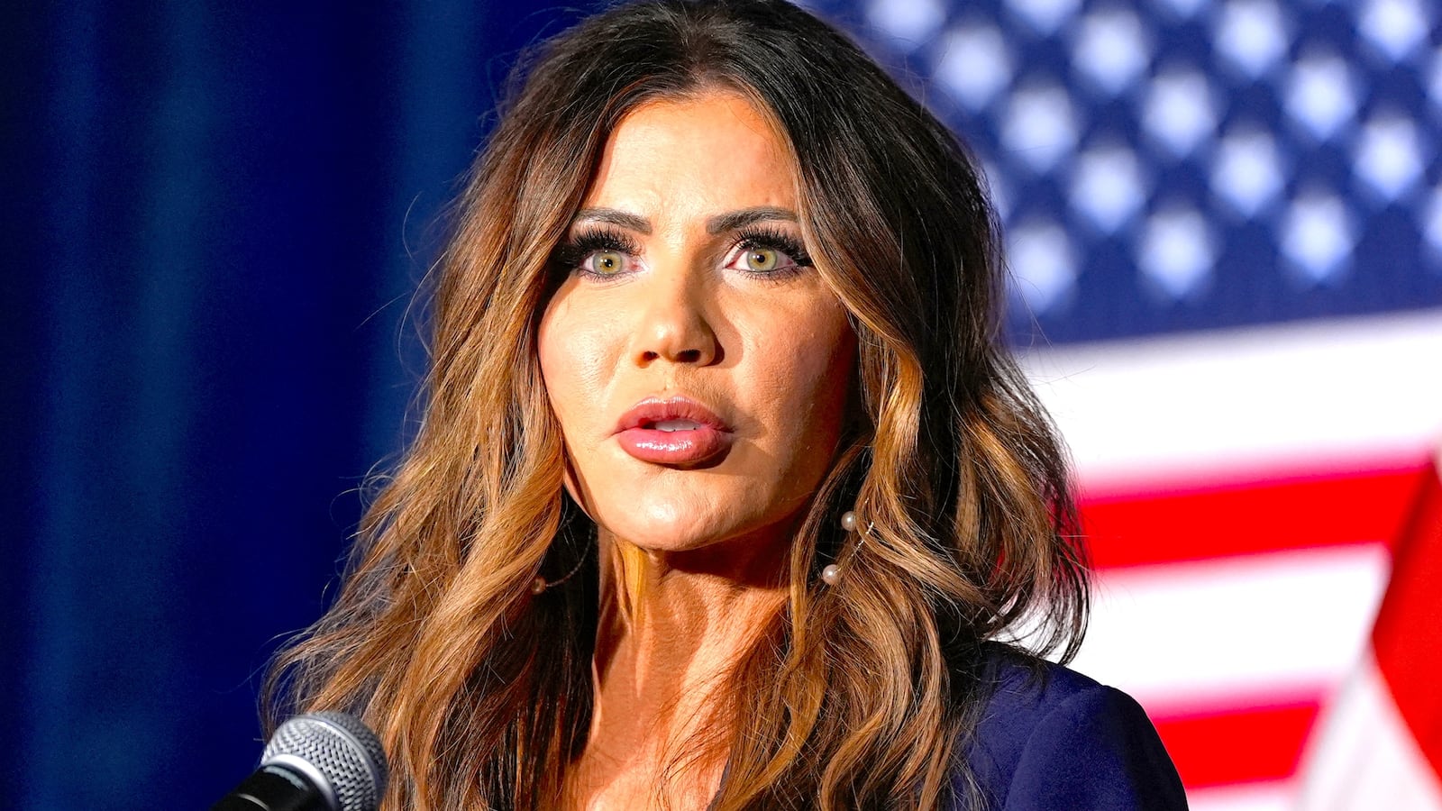 Kristi Noem speaks at the Citadel Patriot Dinner at the Citadel, November 6, 2025, in Charleston, SC.