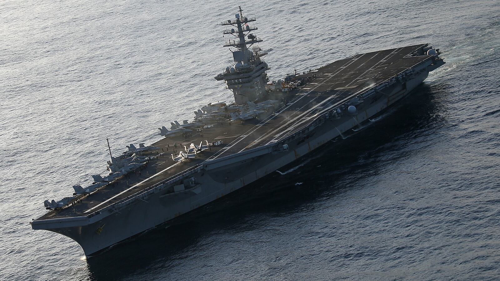 A picture of the USS Eisenhower off the coast of Virginia.