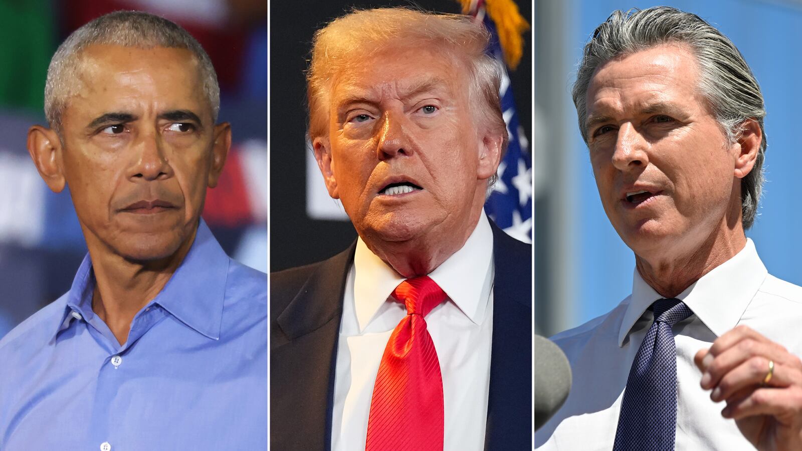 Barack Obama, Donald Trump and Gavin Newsom