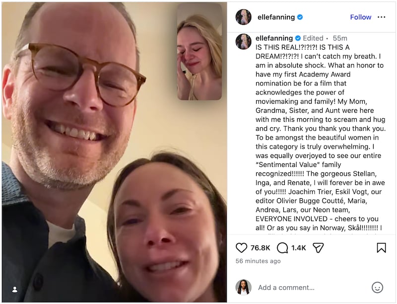 Elle Fanning Instagram Oscar Nom