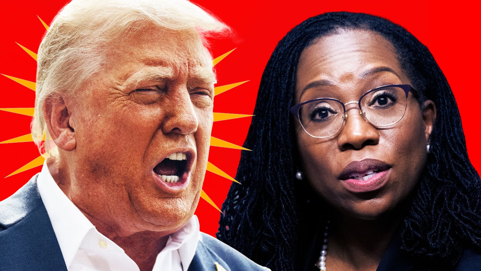 A photo illustration of Donald Trump and Ketanji Brown Jackson.