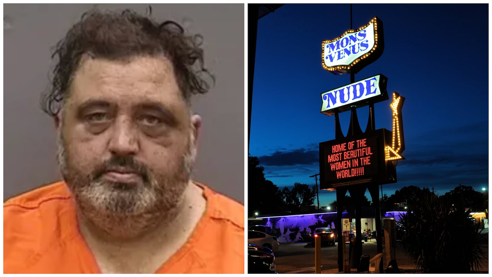 Michael Rudman and the Mons Venus strip club sign.