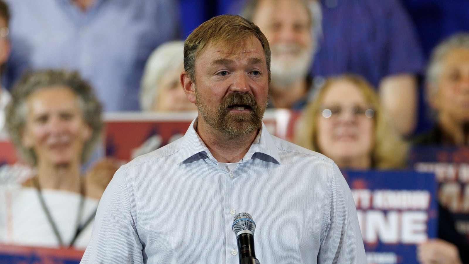 Democratic U.S. Senate candidate Graham Platner, pictured speaking the night of Maine's primary, was hit with an explosive allegation of sexual assault.