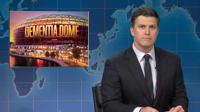 Saturday Night Live, Colin Jost showing his new stadium idea