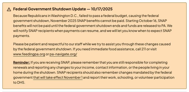 Pennsylvania Department of Human Services website