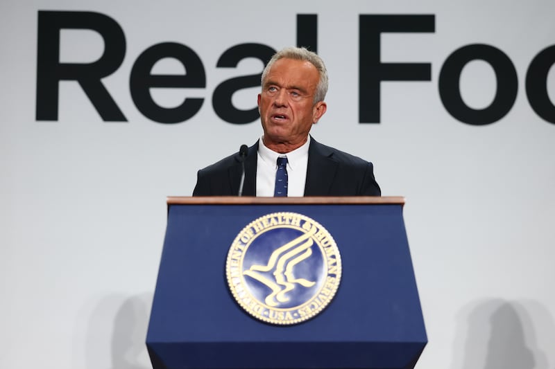 Secretary of Health and Human Services Robert F. Kennedy Jr. speaks during an event to "Celebrate the Implementation of the Dietary Guidelines for Americans" in Washington, DC.