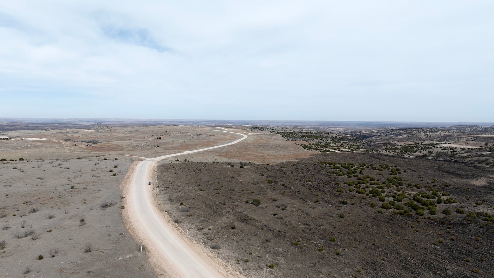 An aerial view shows pastureland burned by the Smokehouse Creek fire on March 05, 2024 near Canadian, Texas.