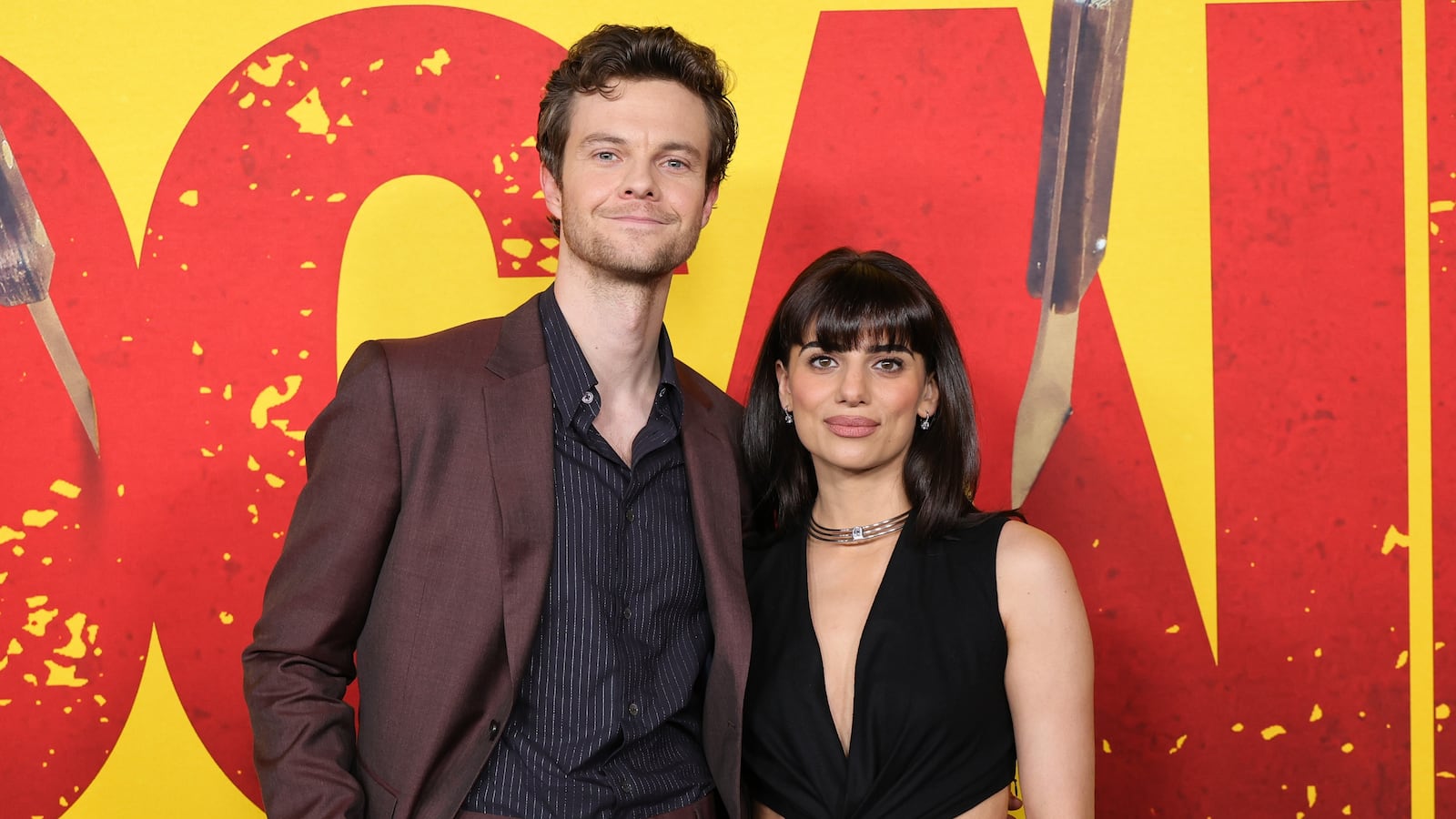 Jack Quaid and Claudia Doumit at the Los Angeles premiere of Paramount Pictures' "Novocaine" at Paramount Theatre on March 10, 2025 in Los Angeles, California.