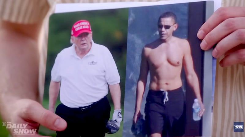 Klepper presented side-by-side images of Trump, 80, and Obama, 64.