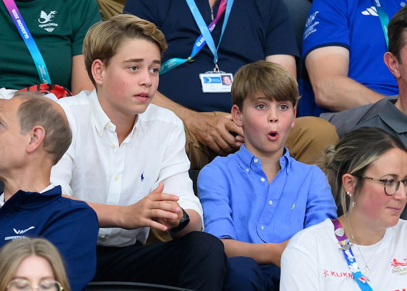 Prince George of Wales and Prince Louis of Wales attend the track cycling during the 2026 Commonwealth Games at the Sir Chris Hoy Velodrome on Aug. 1, 2026, in Glasgow, Scotland. (Photo by Karwai Tang/WireImage)