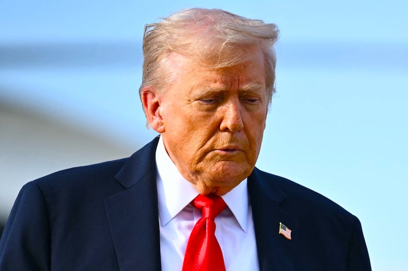 US President Donald Trump walks to board Air Force One at Joint Base Andrews, Maryland, on September 11, 2025.