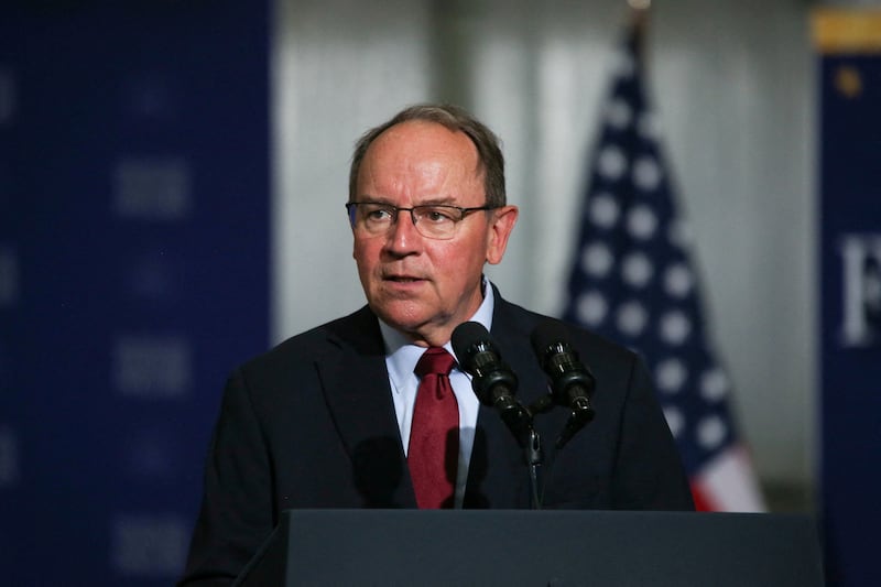 Rep. Tom Tiffany (R-WI) speaks, before U.S. Vice President JD Vance discusses anti-fraud initiatives during a visit to Wisconsin Air National Guard's 128th Air Refueling Wing, at Milwaukee Mitchell Airport in Milwaukee, Wisconsin, U.S. July 8, 2026. REUTERS/Jim Vondruska