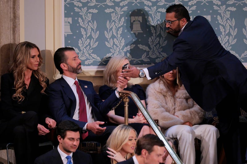 Kash Patel, Donald Trump Jr. and Bettina Anderson