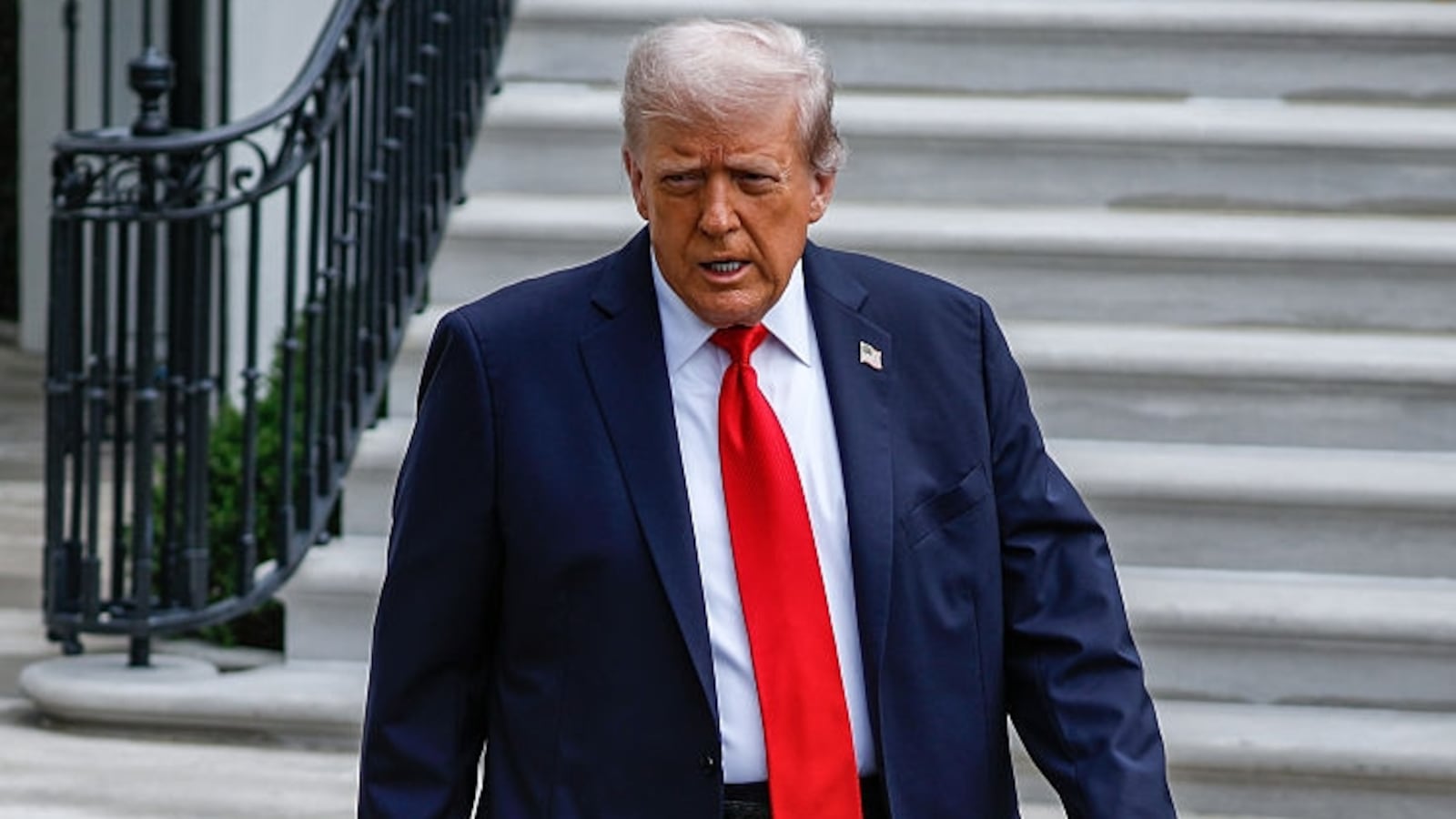United States President Donald Trump speaks to press before his departure at the White House to route New York to attend the US Open Men's Singles Final on September 7, 2025 in Washington, DC, United States. (Photo by Yasin Ozturk /Anadolu via Getty Images)