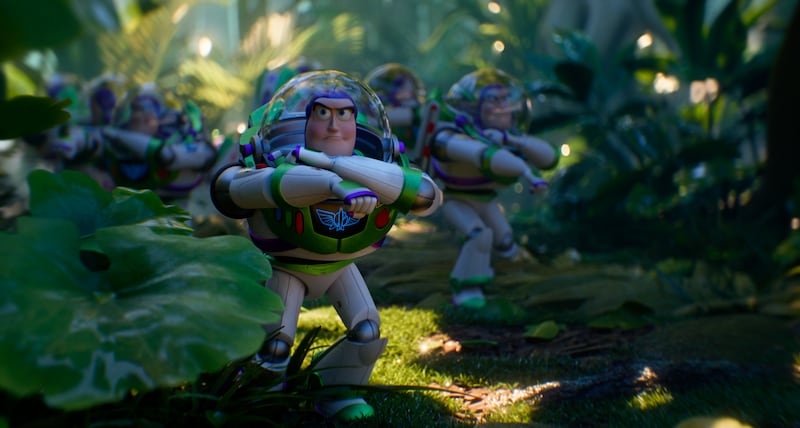Buzz Lightyear voiced by Tim Allen in Toy Story 5.
