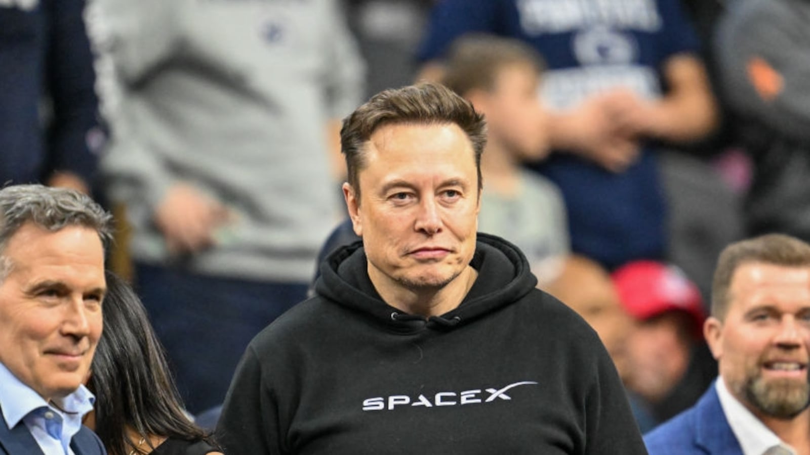 Elon Musk is shown during the NCAA Division 1 wrestling national championship finals on March 22nd, 2025 at the Wells Fargo Center in Philadelphia, PA. (Photo by Terence Lewis/Icon Sportswire via Getty Images)