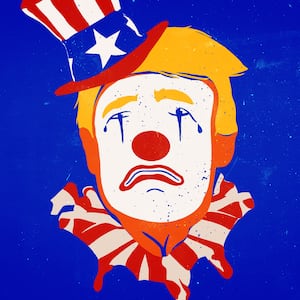 Donald Trump as a sad clown