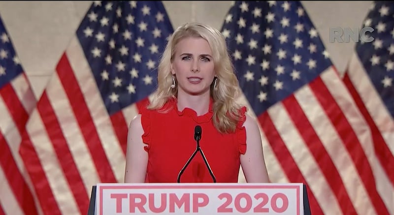 CHARLOTTE, NC - AUGUST 24: (EDITORIAL USE ONLY) In this screenshot from the RNC’s livestream of the 2020 Republican National Convention, Natalie Harp, campaign advisory board member for U.S. President Donald Trump, addresses the virtual convention on August 24, 2020. The convention is being held virtually due to the coronavirus pandemic but will include speeches from various locations including Charlotte, North Carolina and Washington, DC. (Photo Courtesy of the Committee on Arrangements for the 2020 Republican National Committee via Getty Images)