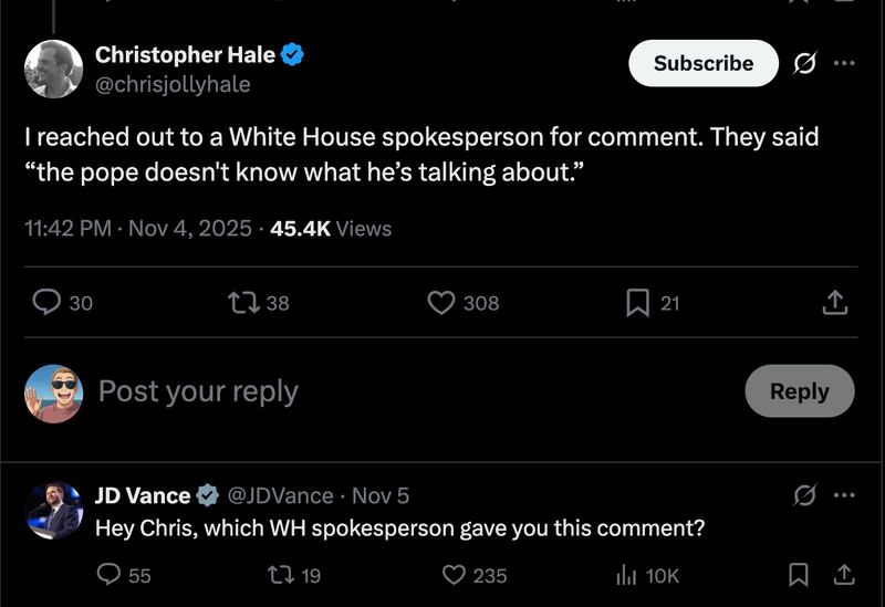 JD Vance Pope tweet