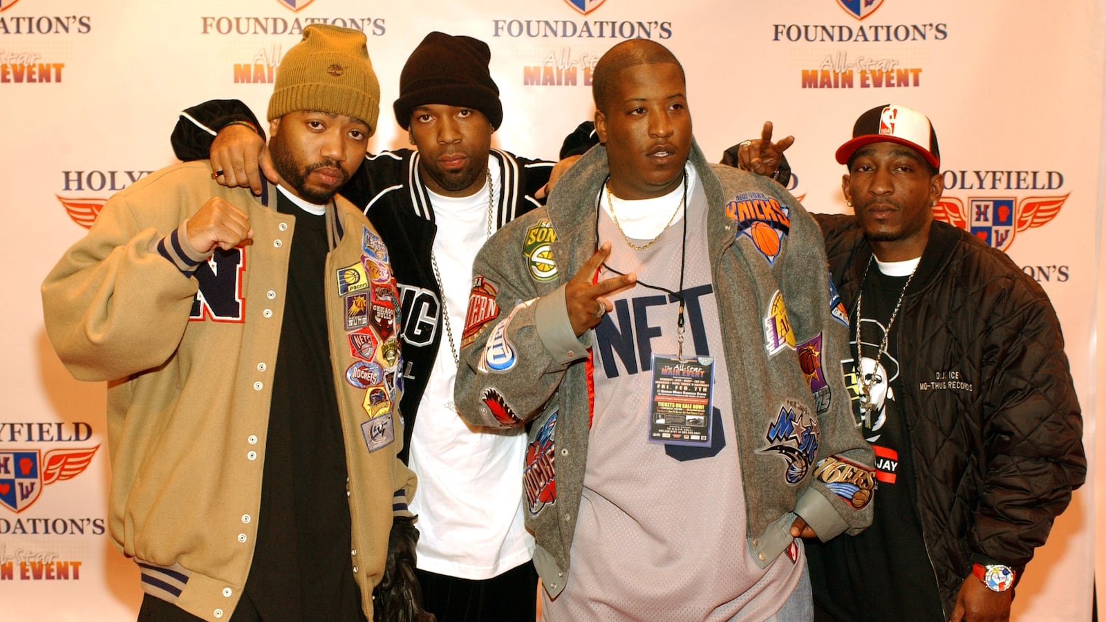 Outlawz during 2003 NBA All-Star Weekend - "Evander Holyfield Foundation Main Event" - Arrivals at Georgia World Congress Center in Atlanta, Georgia, United States. (Photo by Frank Mullen/WireImage)