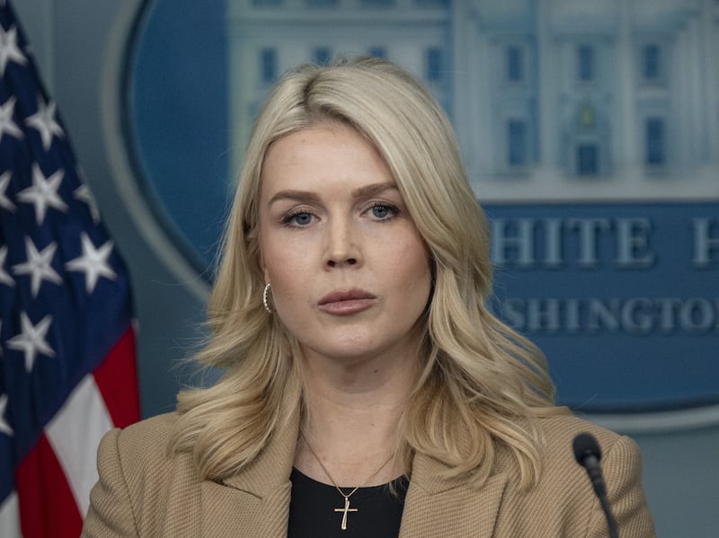 White House press secretary Karoline Leavitt speaks at the WH Press Briefing room in DC., on January 15, 2026 (Celal Gunes/Anadolu via Getty Images)