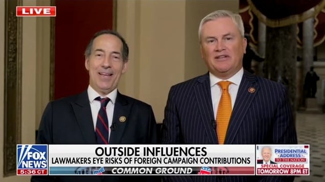 Reps. Jamie Raskin and James Comer appear for a joint interview on Fox News.