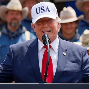 U.S. President Donald Trump speaks at Burning Hills Amphitheatre on the day of the dedication of the Theodore Roosevelt Presidential Library in Medora, North Dakota, U.S., July 1, 2026. REUTERS/Evan Vucci