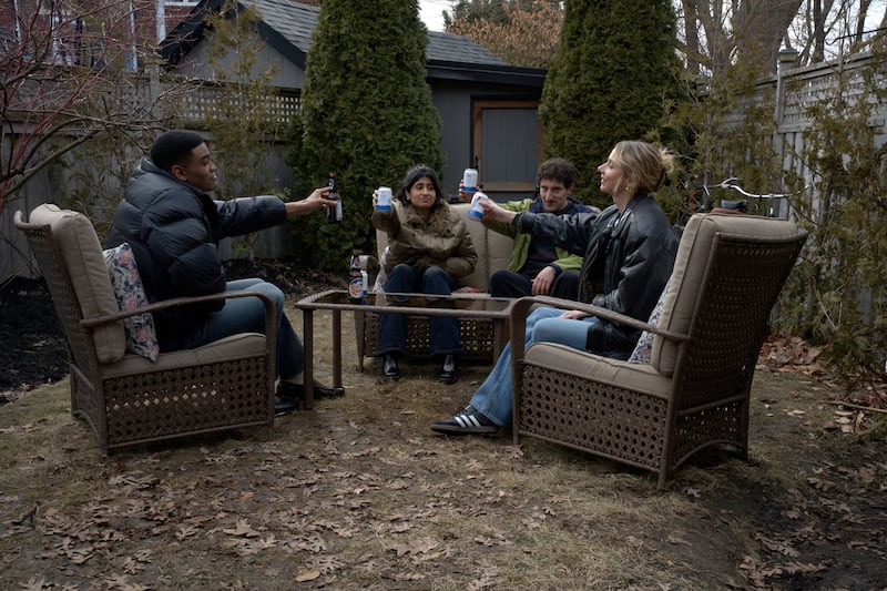Owen Thiele as Anton, Amita Rao as Issa, Malik Elassal as Samir, and Lucy Freyer as Billie.