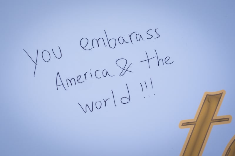 New protest art referencing the Epstein files and President Trump was installed on 3rd Street SW along the National Mall.