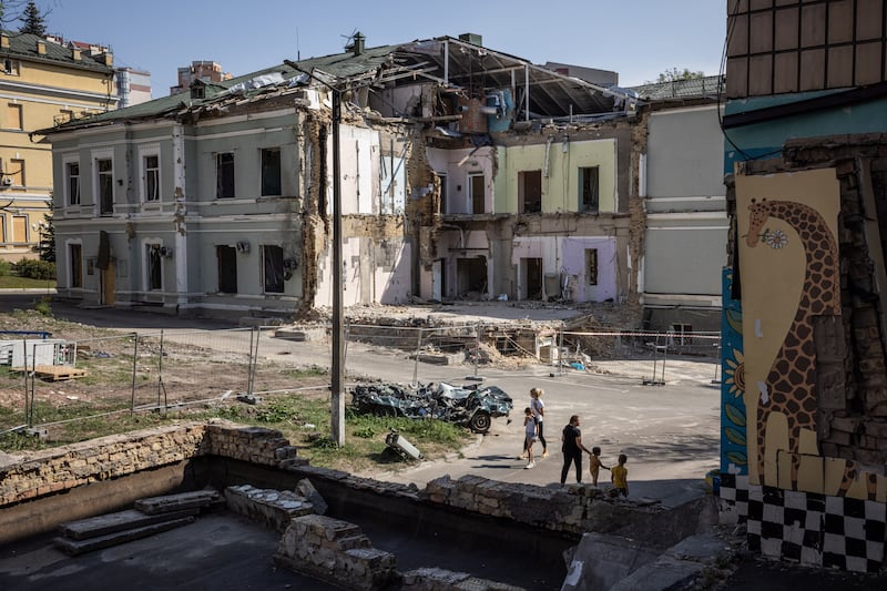 Okhmatdyt Children's Hospital weeks after it was hit by a Russian missile.