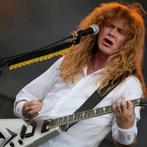 Megadeth frontman Dave Mustaine performs during Day 2 of Download Festival on June 12, 2010, in Donington, England.