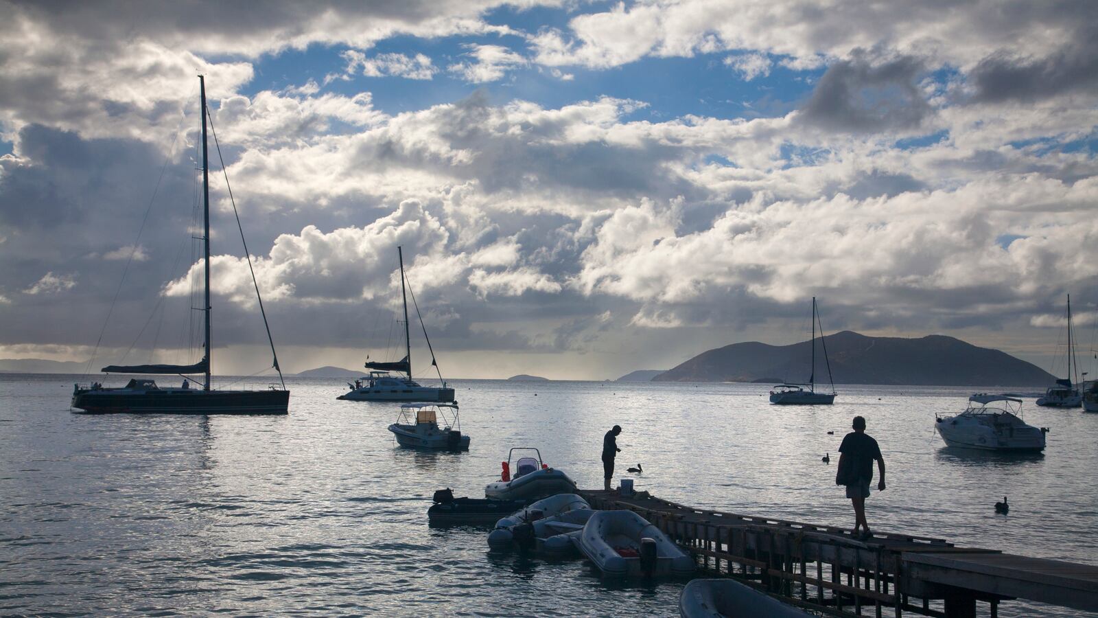 Cane Garden Bay at dusk on the island of Tortola in the British Virgin Islands.