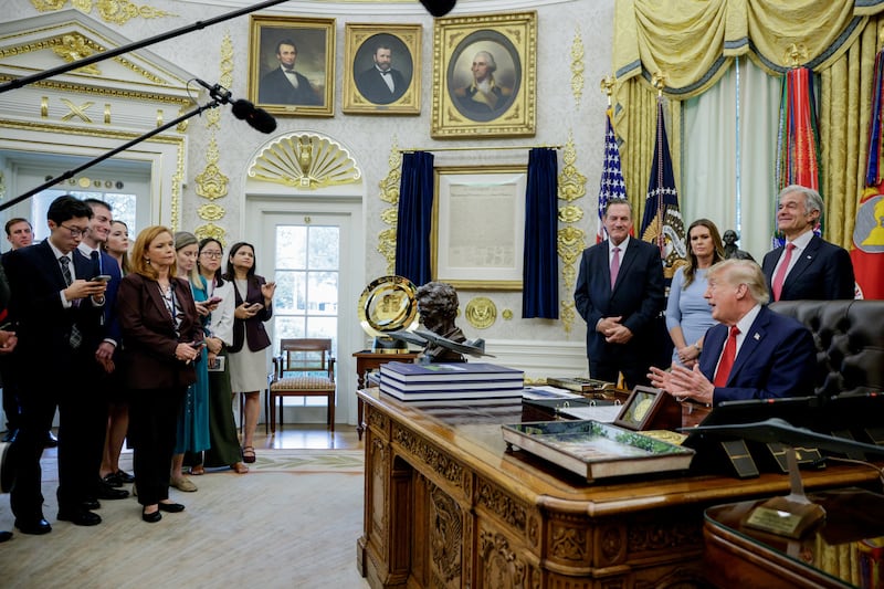 US President Donald J. Trump makes an announcement on healthcare in the Oval Office at the White House in Washington, D.C., US, September 18, 2026. REUTERS/Evan Vucci