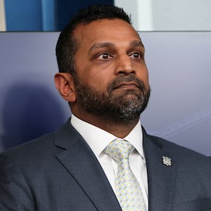 Federal Bureau of Investigation Director Kash Patel attends the daily press briefing in the Brady Press Briefing Room at the White House on November 12, 2025 in Washington, DC.
