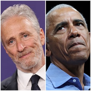Barack Obama and Jon Stewart