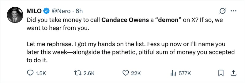 Yiannopoulos, a known provocateur, claims to have the receipts....