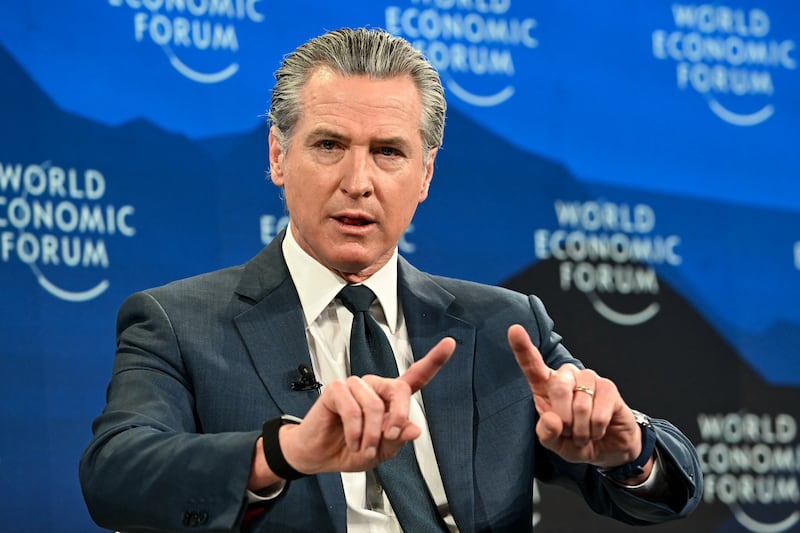 Newsom also spoke at the World Economic Forum in Davos, Switzerland, as the de facto anti-Trump envoy.