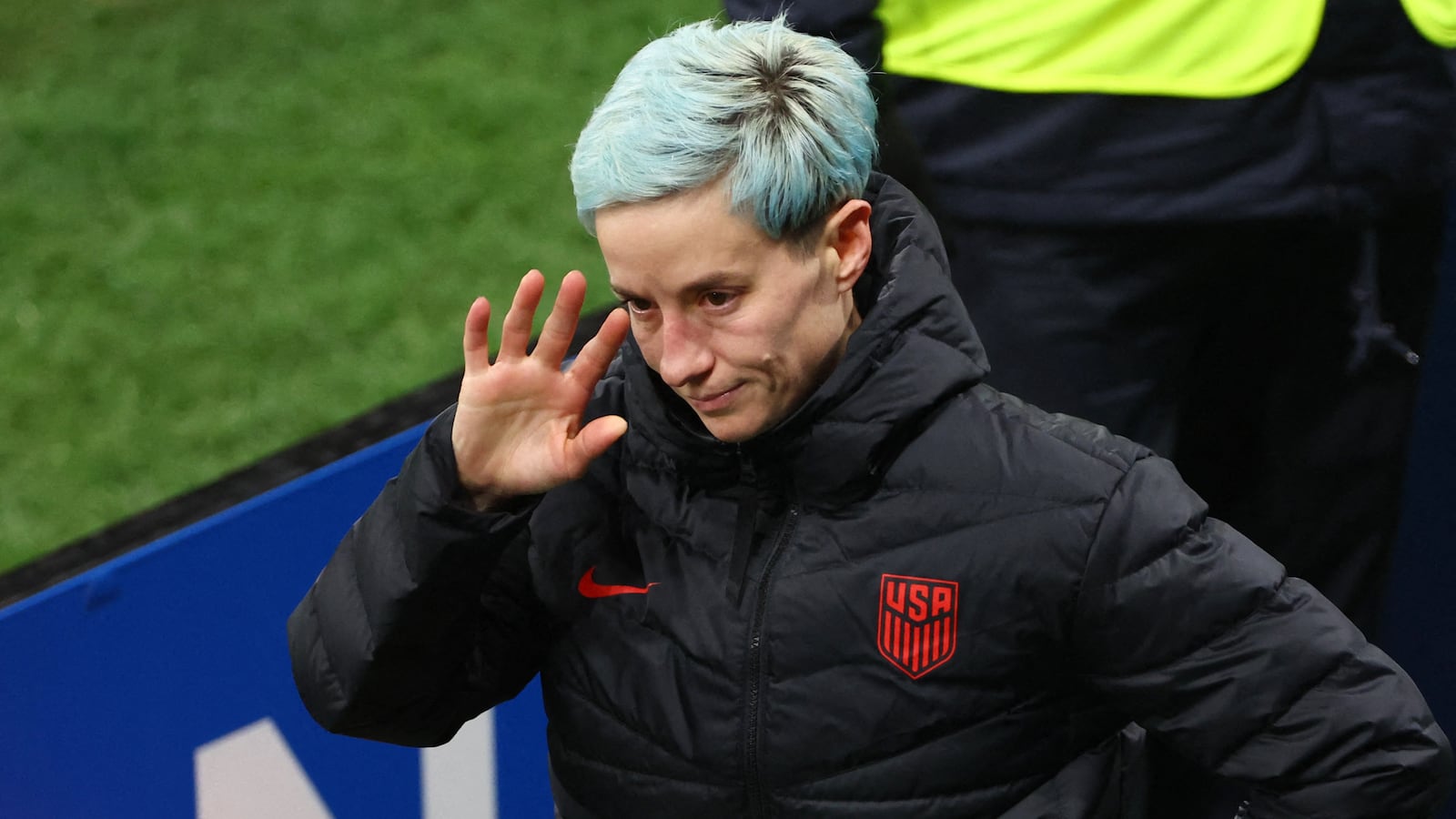Megan Rapinoe of the U.S. looks dejected after the losing the penalty shootout and being knocked out of the World Cup.