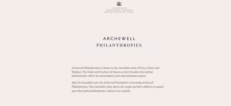 The rebranding statement that appeared last week on the Archewell website.
