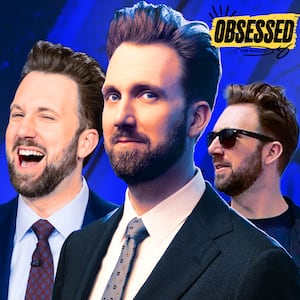A photo illo illustration of Jordan Klepper for The Obsessed Podcast.