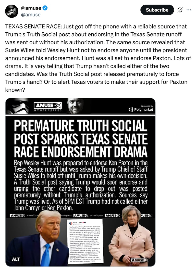 Screengrab of @amuse's X post.