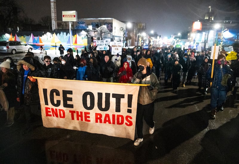 In Minneapolis on Thursday, people marched to protest ICE after an agent killed Renee Nicole Good.